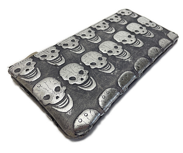 kawa-kawa カワカワ スカル L字ファスナー 長財布 中古  シルバー ブラック メタリック 骸骨 メンズ ウォレット