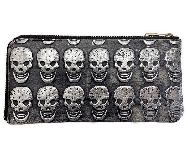 kawa-kawa カワカワ スカル L字ファスナー 長財布 中古  シルバー ブラック メタリック 骸骨 メンズ ウォレット