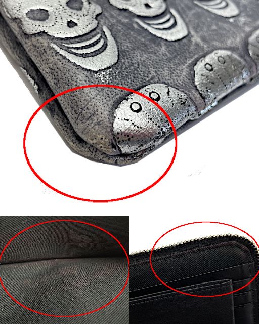 kawa-kawa カワカワ スカル L字ファスナー 長財布 中古  シルバー ブラック メタリック 骸骨 メンズ ウォレット