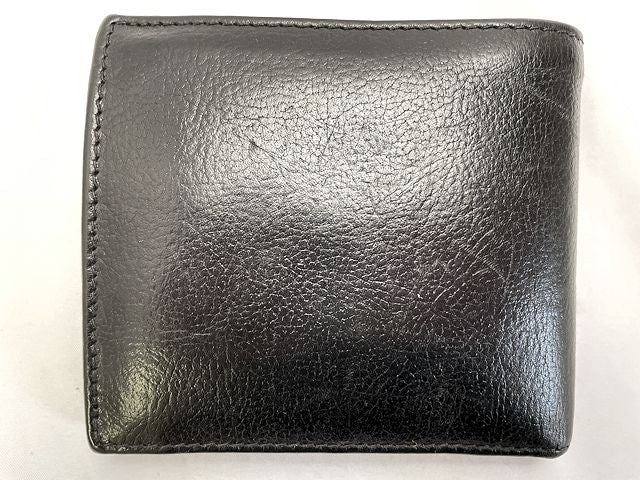 IL BISONTE イルビゾンテ レザー 二つ折り財布 中古 ブラック 黒 本革 ウォレット メンズ ブランド