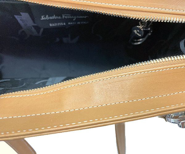 Salvatore Ferragamo サルヴァトーレフェラガモ ガンチーニ レザー ハンドバッグ 中古 ブラウン 茶 ブランド 鞄 レディース