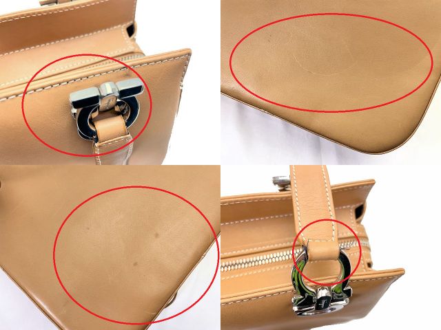 Salvatore Ferragamo サルヴァトーレフェラガモ ガンチーニ レザー ハンドバッグ 中古 ブラウン 茶 ブランド 鞄 レディース