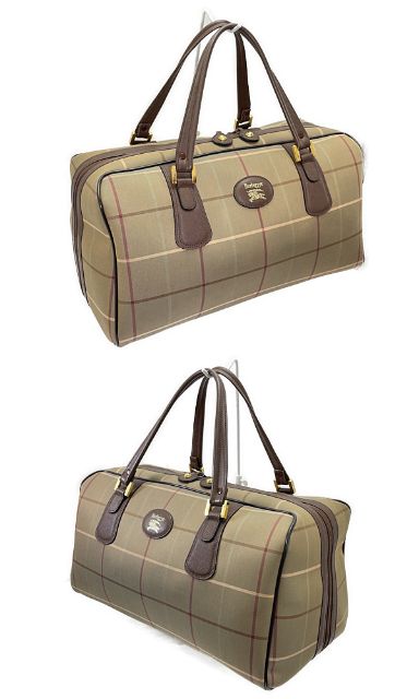 Burberrys バーバリーズ キャンバス ボストンバッグ 中古 チェック ブランド ベージュ メンズ 鞄 おしゃれ