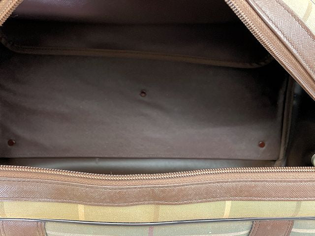 Burberrys バーバリーズ キャンバス ボストンバッグ 中古 チェック ブランド ベージュ メンズ 鞄 おしゃれ
