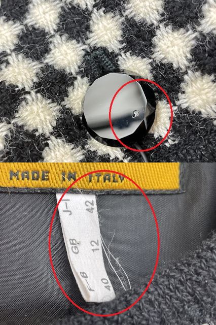 FENDI フェンディ ウール セットアップ 42 中古 Mサイズ レディース チェッカー ブラック ホワイト ジャケット