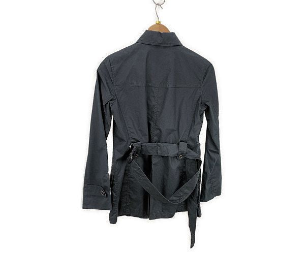 BURBERRY LONDON バーバリー ロンドン コットン ステンカラー ジャケット 36 中古 ブラック 黒 レディース ブランド アウター おしゃれ