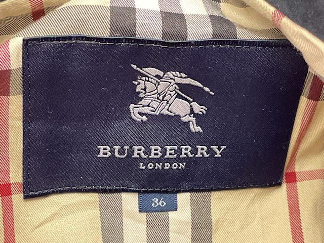 BURBERRY LONDON バーバリー ロンドン コットン ステンカラー ジャケット 36 中古 ブラック 黒 レディース ブランド アウター おしゃれ