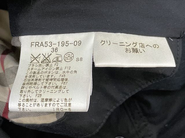 BURBERRY LONDON バーバリー ロンドン コットン ステンカラー ジャケット 36 中古 ブラック 黒 レディース ブランド アウター おしゃれ
