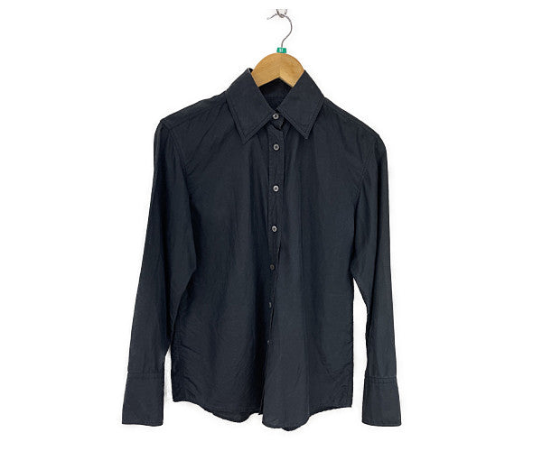 GUCCI グッチ シルク 長袖 シャツ 38 中古 Sサイズ ブラック 黒 レディース ブランド シンプル おしゃれ