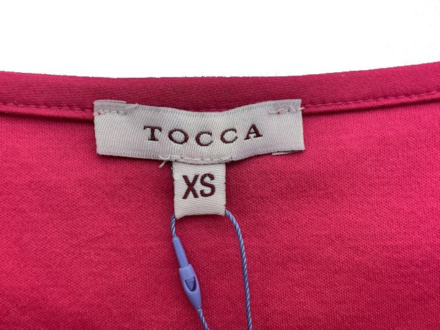 TOCCA トッカ フリル ノースリーブ トップス XSサイズ 中古 ピンク Vネック レディース ブランド コンサバティブ
