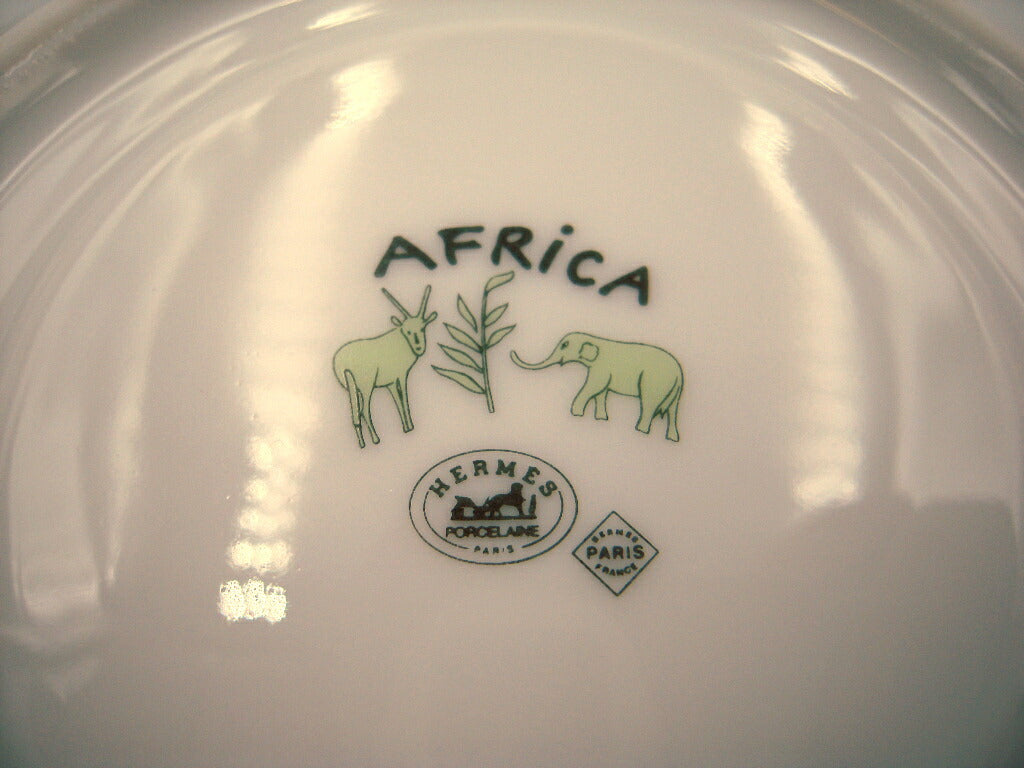HERMES AFRiCA 18cmプレート 中古 エルメス アフリカ 皿 ソーサー 洋食器 動物 象 猿 アニマル