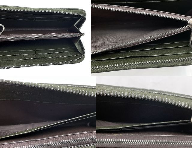 BOTTEGA VENETA ボッテガヴェネタ イントレチャート スタッズ ラウンドファスナー 長財布 中古 S01069201D カーキ メンズ 鋲 ウォレット ブランド おしゃれ