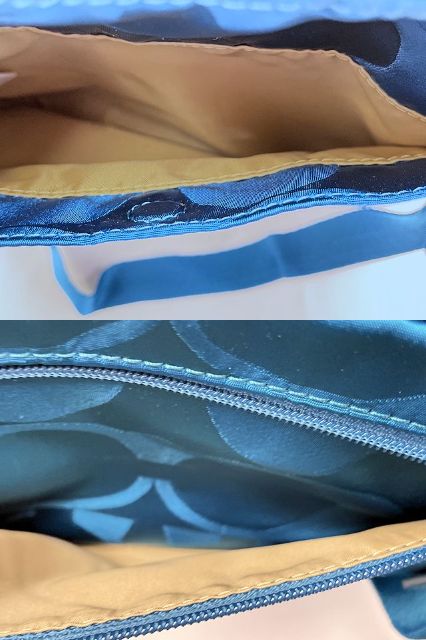 COACH コーチ ゲッタウェイ ショルダーバッグ 中古 F77408 ブルー 青 鞄 ブランド レディース ナイロン