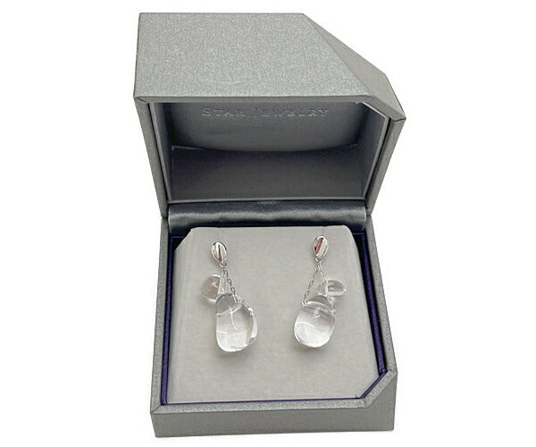 STAR JEWELRY スタージュエリー K10WG ドロップ ピアス 中古 クリア 透明 アクセサリー ホワイトゴールド 10金
