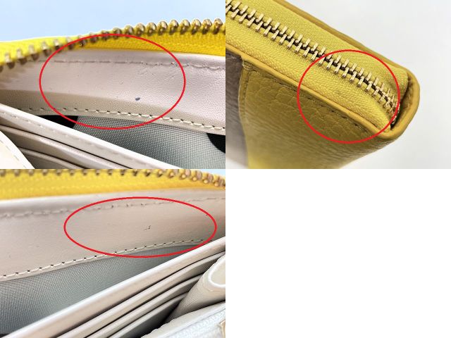 Kate spade ケイトスペード レザー ラウンドファスナー 長財布 中古 ベージュ イエロー ウォレット レディース ブランド