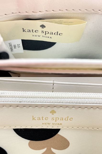 Kate spade ケイトスペード レザー ラウンドファスナー 長財布 中古 ベージュ イエロー ウォレット レディース ブランド