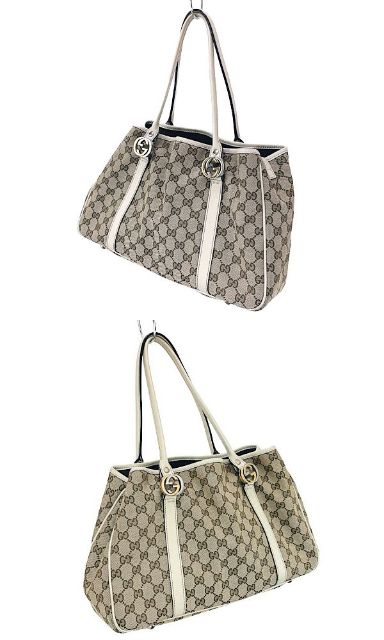 GUCCI グッチ GGキャンバス ハンドバッグ 中古 232957493492 ベージュ ホワイト 鞄 ブランド レディース