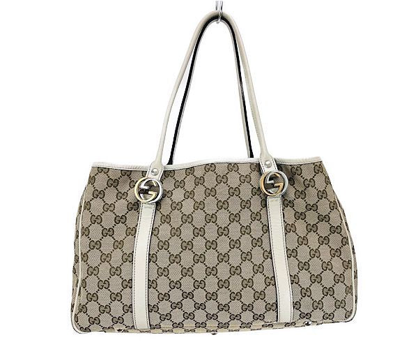 GUCCI グッチ GGキャンバス ハンドバッグ 中古 232957493492 ベージュ ホワイト 鞄 ブランド レディース