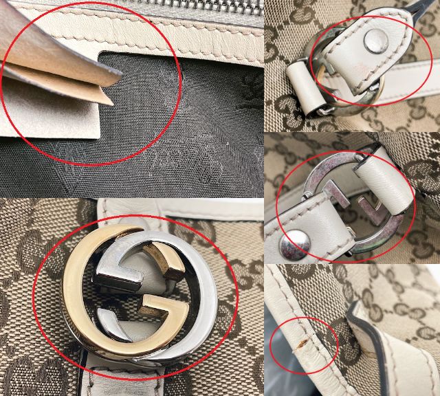 GUCCI グッチ GGキャンバス ハンドバッグ 中古 232957493492 ベージュ ホワイト 鞄 ブランド レディース