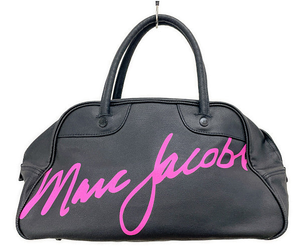 MARC BY MARC JACOBS マークバイマークジェイコブス コーティング ボストンバッグ 中古 ブラック 黒 PVC ロゴ 鞄 レディース ブランド
