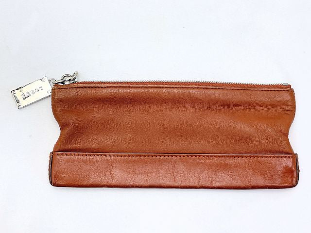 LOEWE ロエベ レザー ミニ ポーチ 中古 100307 ペンケース ブラウン 茶 ブランド 本革 おしゃれ