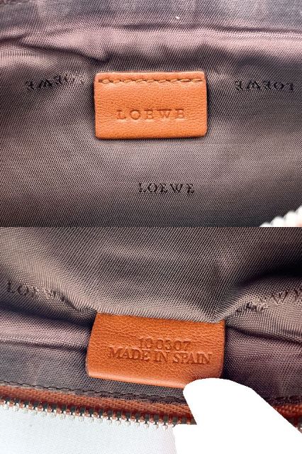 LOEWE ロエベ レザー ミニ ポーチ 中古 100307 ペンケース ブラウン 茶 ブランド 本革 おしゃれ