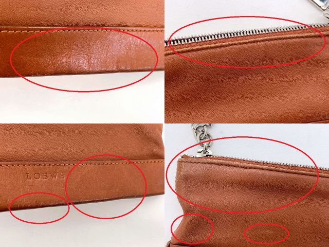 LOEWE ロエベ レザー ミニ ポーチ 中古 100307 ペンケース ブラウン 茶 ブランド 本革 おしゃれ