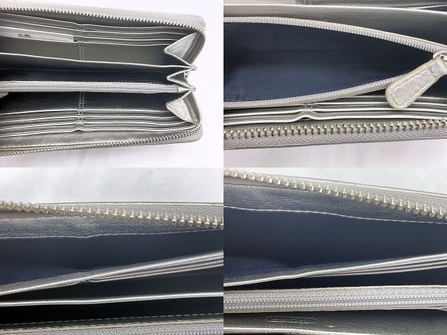 COACH コーチ パッチワーク デニム ラウンドファスナー 長財布 中古 シグネチャー ネイビー ウォレット レディース ブランド