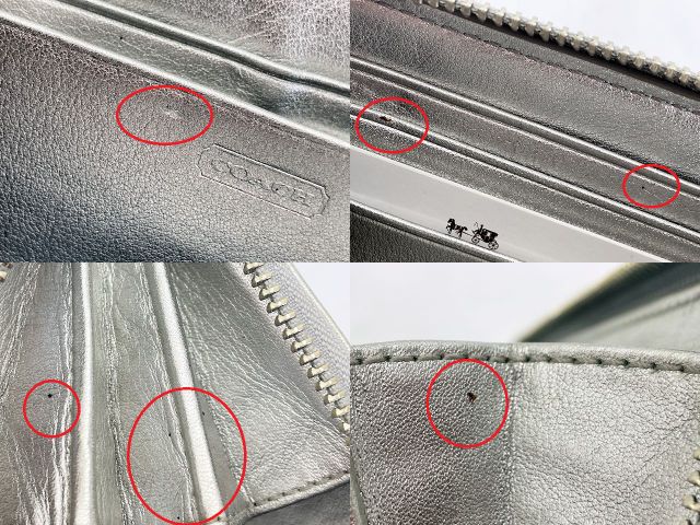 COACH コーチ パッチワーク デニム ラウンドファスナー 長財布 中古 シグネチャー ネイビー ウォレット レディース ブランド