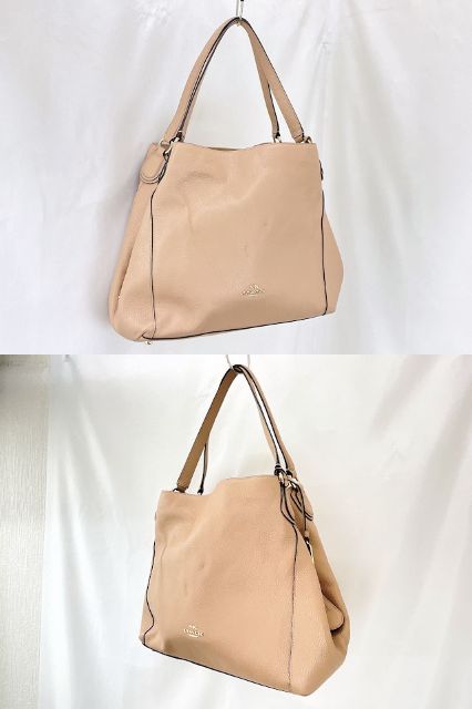 COACH コーチ イーディ 31 ショルダーバッグ 中古 ベージュ レザー トート ハンド レディース 鞄 ブランド