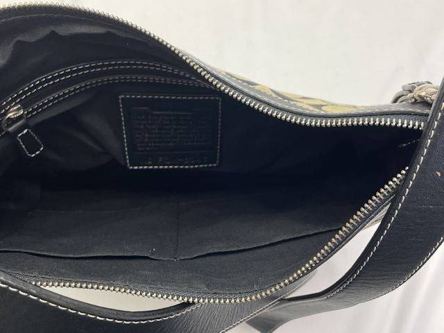 COACH コーチ シグネチャー スリムダッフルショルダー 中古 ショルダーバッグ ブラック 黒 鞄 レディース ブランド