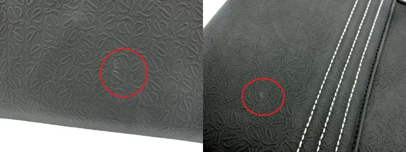 LOEWE/ロエベ 三つ折り クロスボディ ショルダーバッグ 中古 ブラック ホワイト 黒 白 レザー 鞄