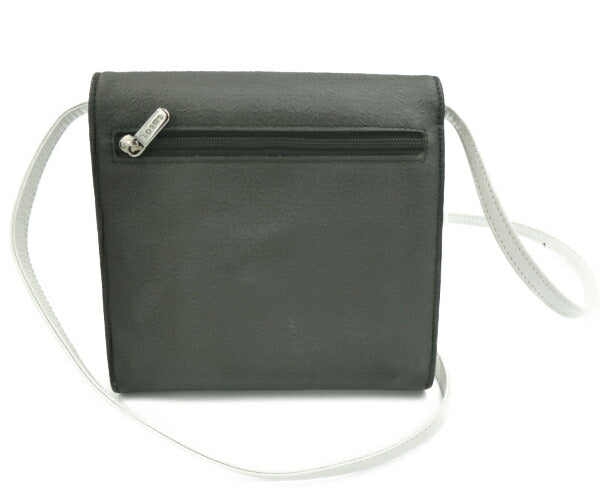 LOEWE/ロエベ 三つ折り クロスボディ ショルダーバッグ 中古 ブラック ホワイト 黒 白 レザー 鞄