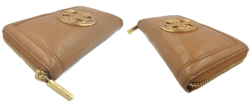 TORY BURCH/トリーバーチ レザー ラウンドファスナー 長財布 中古 ブラウン 茶 ロゴ ウォレット