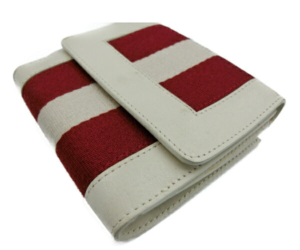 BALLY/バリー TULLIANA Wホック財布 中古 ホワイト レッド 白 赤 ウォレット ライン