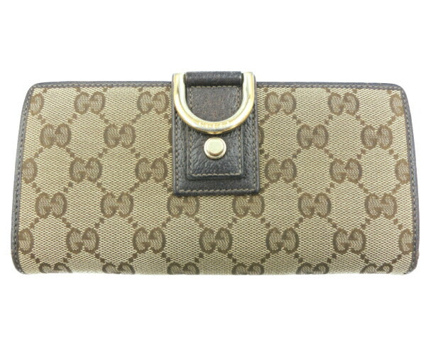 GUCCI/グッチ オリジナルGG ラウンドファスナー 長財布 中古 ウォレット ブラウン ベージュ ロゴ ユニセックス