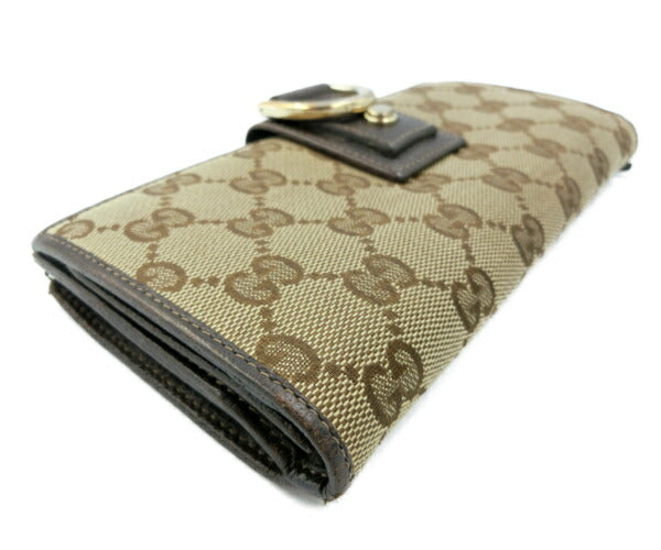 GUCCI/グッチ オリジナルGG ラウンドファスナー 長財布 中古 ウォレット ブラウン ベージュ ロゴ ユニセックス