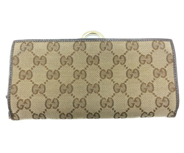 GUCCI/グッチ オリジナルGG ラウンドファスナー 長財布 中古 ウォレット ブラウン ベージュ ロゴ ユニセックス