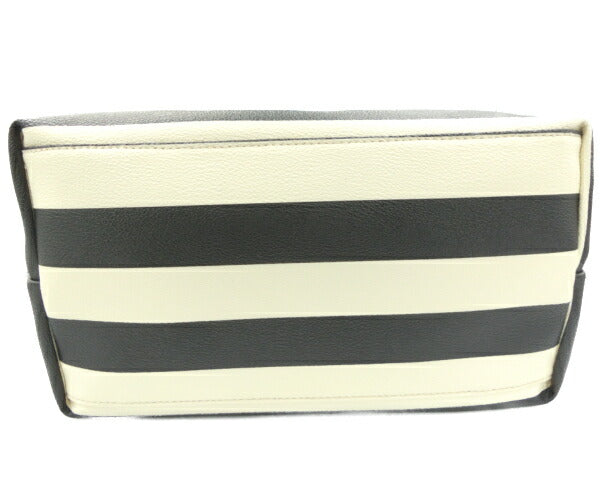 Kate spade ケイトスペード チャーム付 トートバッグ 中古 ボーダー ブラック アイボリー レディース 鞄