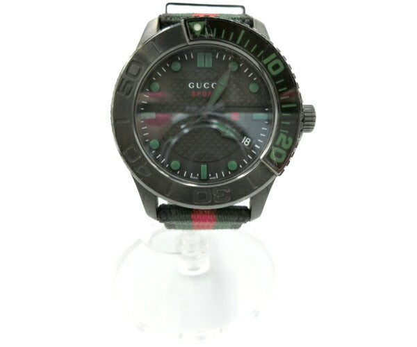 GUCCI グッチ シェリー アナログ クォーツ腕時計 中古 126.2 13325113 メンズ ブラック グリーン レッド ブランド