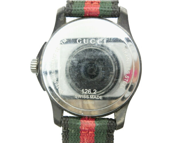 GUCCI グッチ シェリー アナログ クォーツ腕時計 中古 126.2 13325113 メンズ ブラック グリーン レッド ブランド