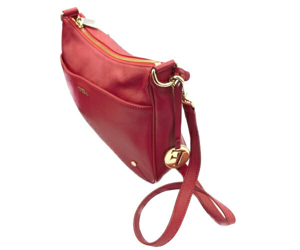 FURLA フルラ レザー ショルダーバッグ 中古 レッド 赤 レディース 無地 おしゃれ 鞄