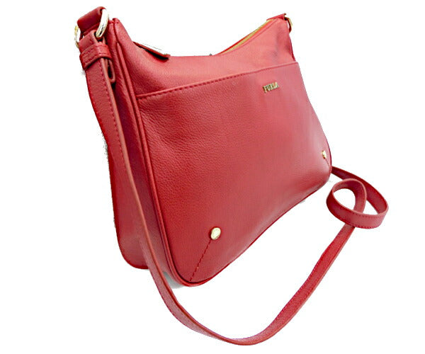 FURLA フルラ レザー ショルダーバッグ 中古 レッド 赤 レディース 無地 おしゃれ 鞄