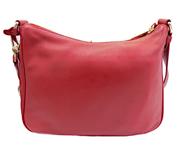 FURLA フルラ レザー ショルダーバッグ 中古 レッド 赤 レディース 無地 おしゃれ 鞄
