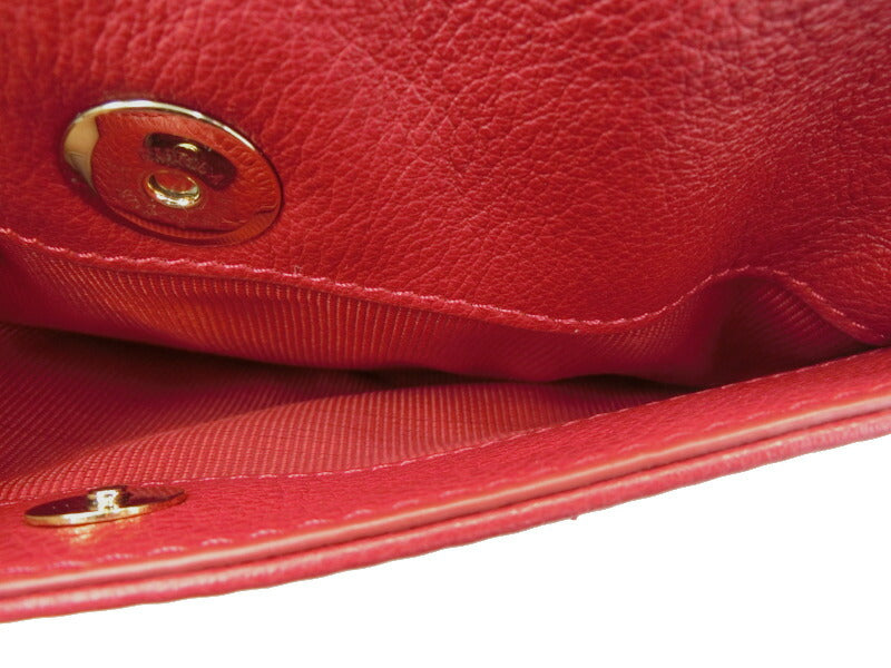 FURLA フルラ レザー ショルダーバッグ 中古 レッド 赤 レディース 無地 おしゃれ 鞄