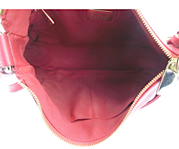 FURLA フルラ レザー ショルダーバッグ 中古 レッド 赤 レディース 無地 おしゃれ 鞄