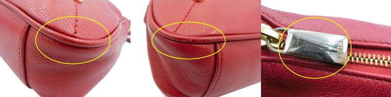 FURLA フルラ レザー ショルダーバッグ 中古 レッド 赤 レディース 無地 おしゃれ 鞄