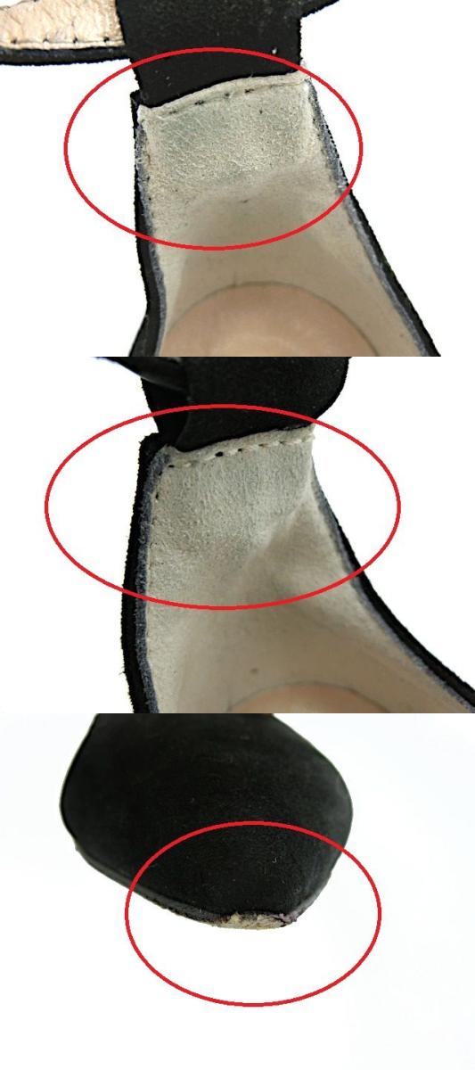 STATUS ステイタス スウェード ストラップ パンプス 約23cm 中古 ブラック 黒 36 レディース シューズ 靴 ローヒール