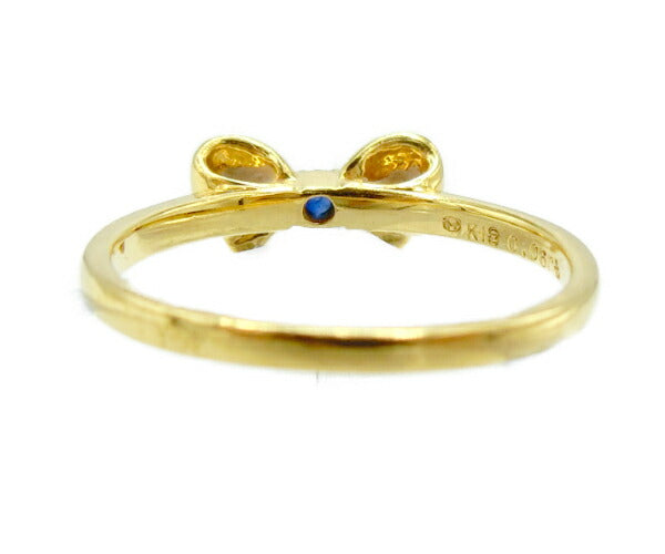 K18 サファイア 0.06ct リボン リング 9.5号 中古 アクセサリー 指輪 ゴールド 18金 レディース かわいい