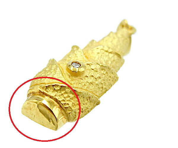 K18 ダイヤモンド バンブーシュート ペンダント トップ 中古 アクセサリー ジュエリー 18金 ゴールド タケノコ